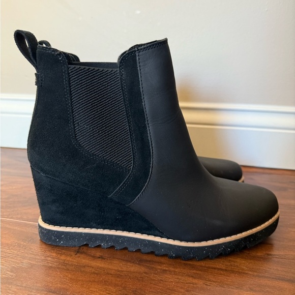 Toms Sutton Black Wedge Ankle Boots-Like New-Size 11 - Picture 4 of 14